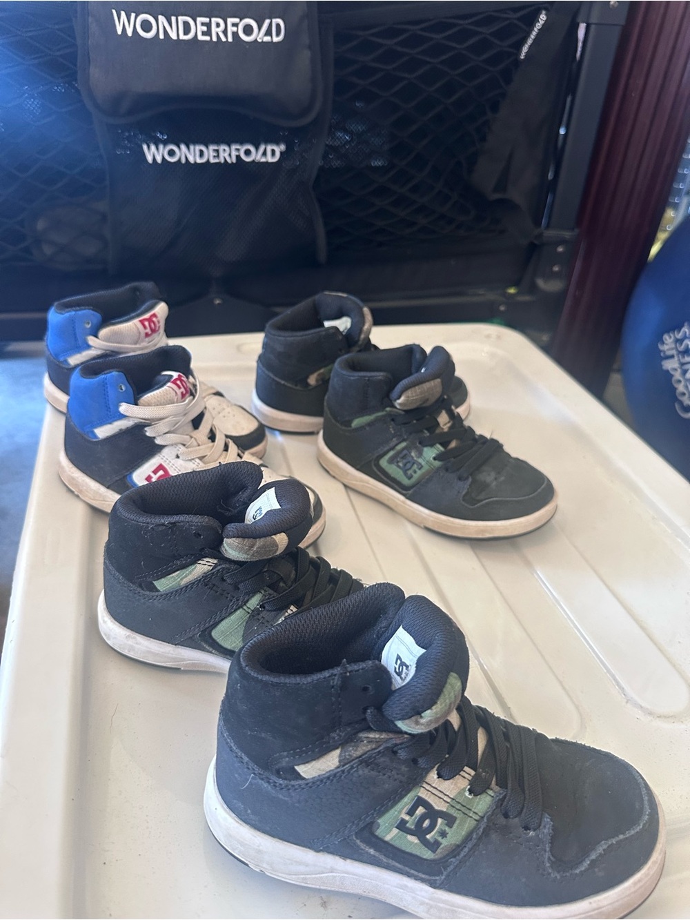 DC Kids' High-Top Sneakers in Black, Green and Blue